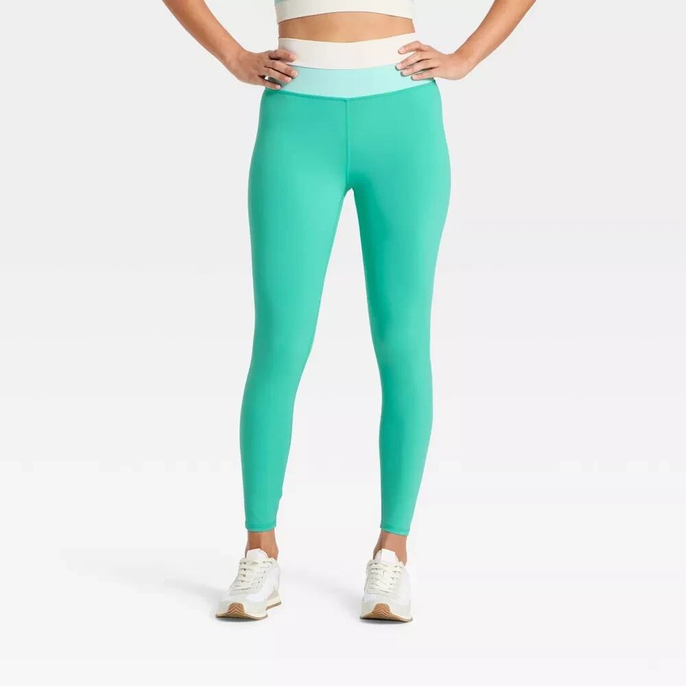JoyLab High-Rise 7/8 Leggings Teal Colorblock Women’s XXL NWT Moisture Wicking